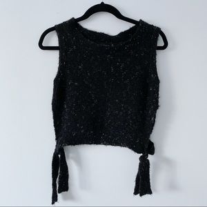 MaxStudio Black Tweed Sweater Sleeveless Crop Top